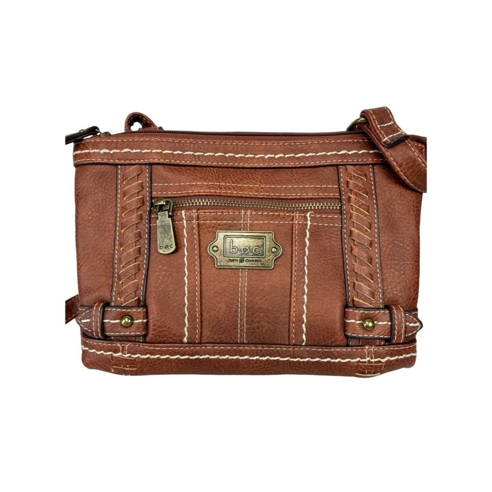 B.O.C Brown Faux Leather Braided Crossbody Bag Western Boho Festival